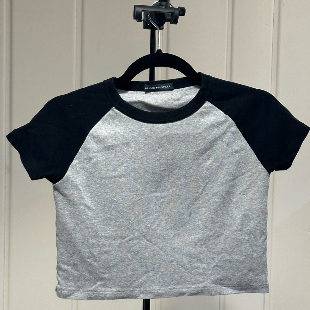 Brandy Melville Black and Gray Crop Top